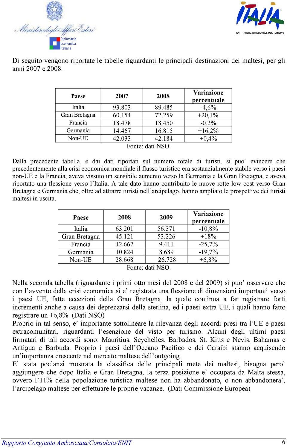 Dalla precedente tabella, e dai dati riportati sul numero totale di turisti, si puo evincere che precedentemente alla crisi economica mondiale il flusso turistico era sostanzialmente stabile verso i