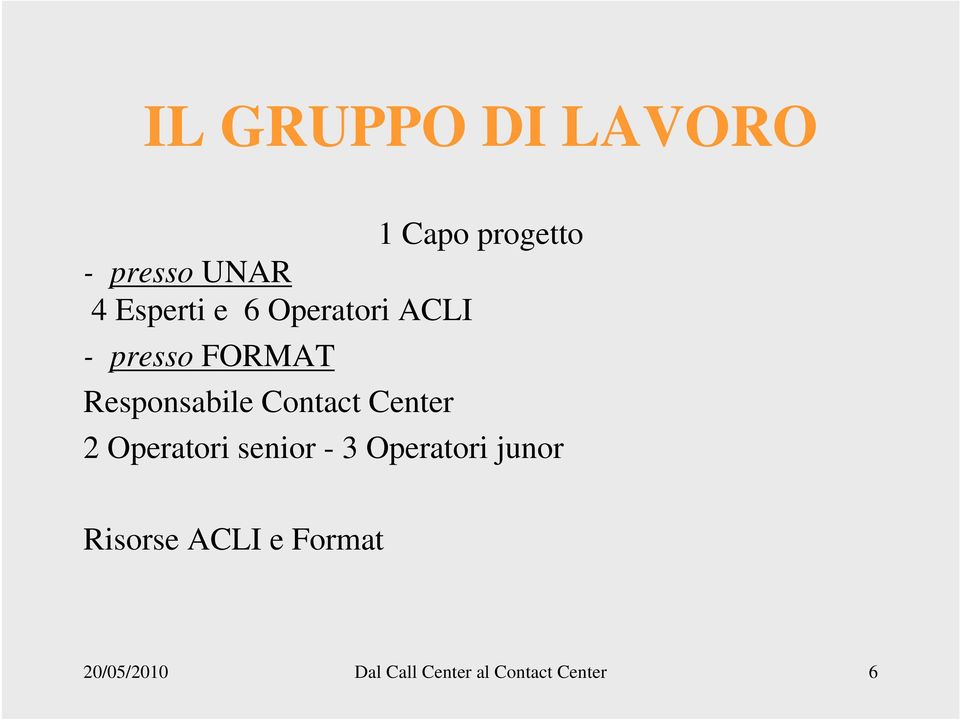 Contact Center 2 Operatori senior - 3 Operatori junor