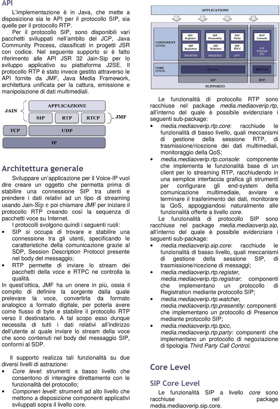 Nel seguente supporto si è fatto riferimento alle API JSR 32 Jain-Sip per lo sviluppo applicativo su piattaforma J2SE.