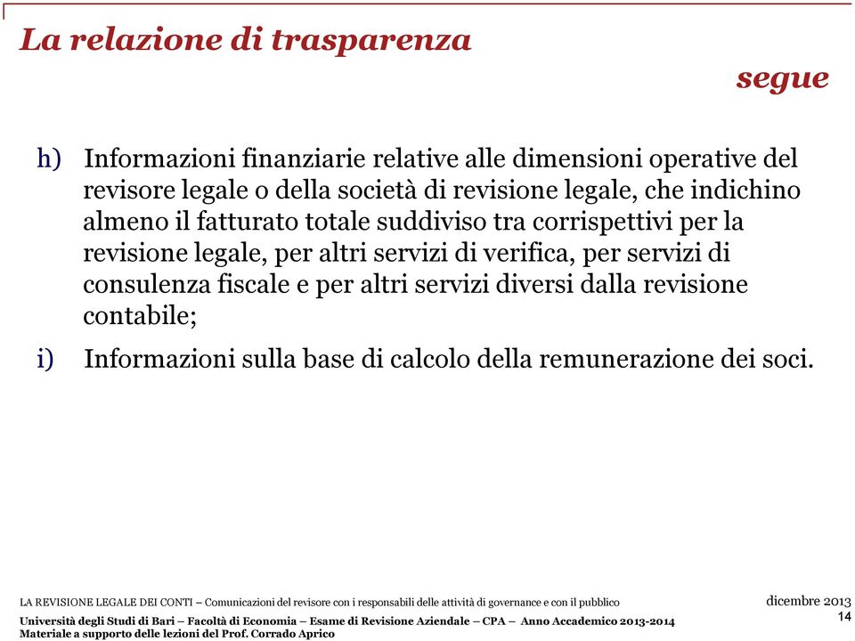 corrispettivi per la revisione legale, per altri servizi di verifica, per servizi di consulenza fiscale e per