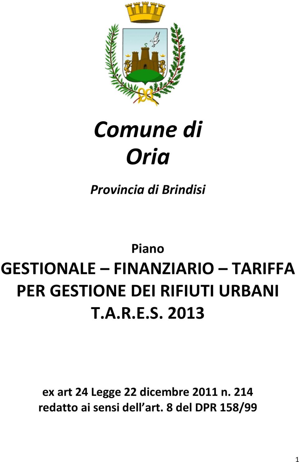 RIFIUTI URBANI T.A.R.E.S.