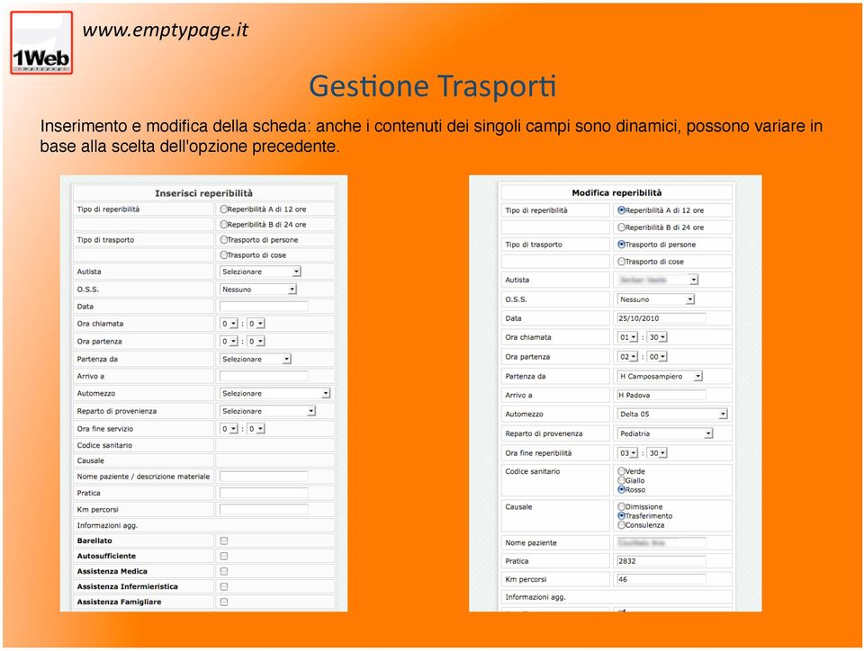 singoli campi sono dinamici, possono