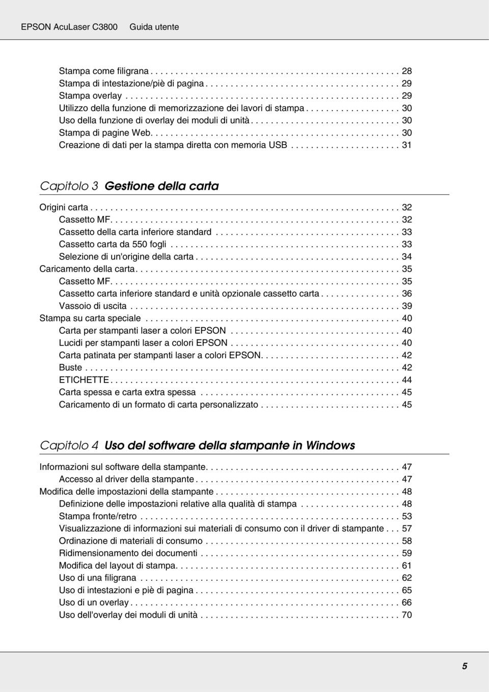 ............................. 30 Stampa di pagine Web.................................................. 30 Creazione di dati per la stampa diretta con memoria USB.