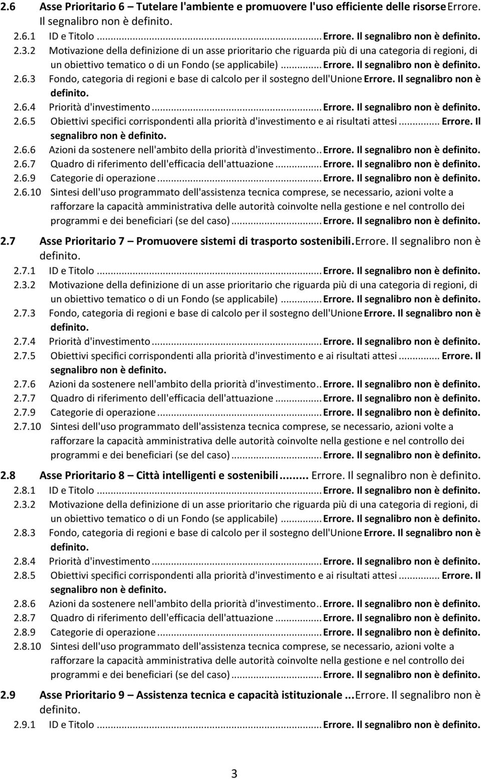 6.3 Fondo, categoria di regioni e base di calcolo per il sostegno dell'unione Errore. Il segnalibro non è definito. 2.6.4 Priorità d'investimento... Errore. Il segnalibro non è definito. 2.6.5 Obiettivi specifici corrispondenti alla priorità d'investimento e ai risultati attesi.