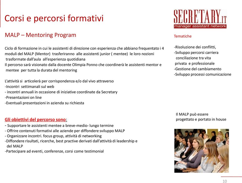 tutta la durata del mentoring L attività si articolerà per corrispondenza e/o dal vivo attraverso -Incontri settimanali sul web - incontri annuali in occasione di iniziative coordinate da Secretary