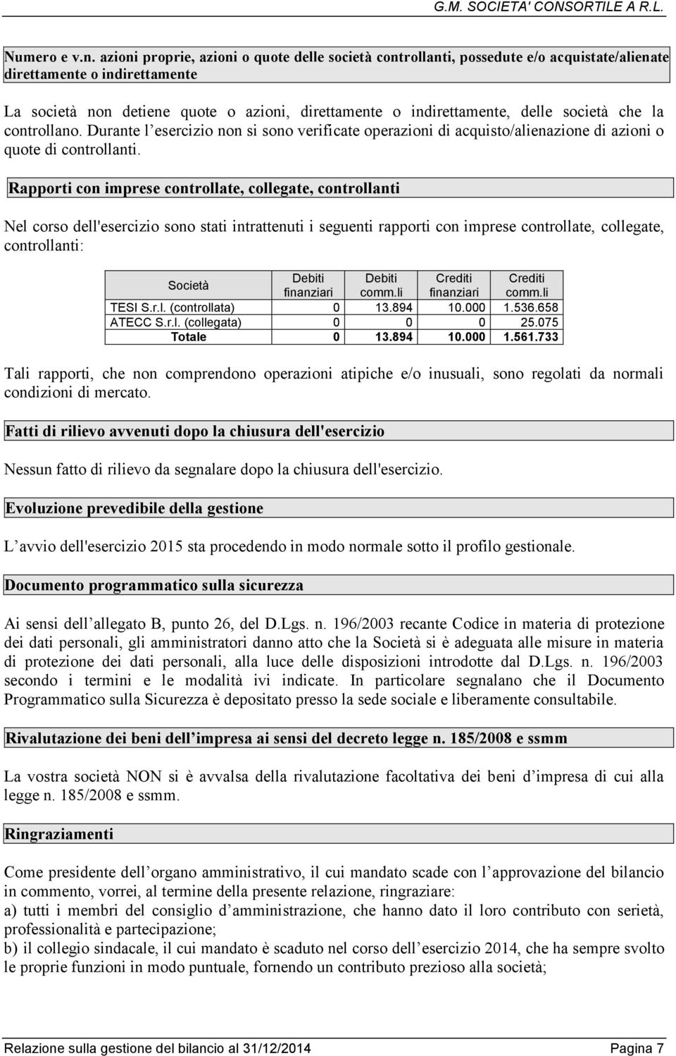 società che la controllano. Durante l esercizio non si sono verificate operazioni di acquisto/alienazione di azioni o quote di controllanti.