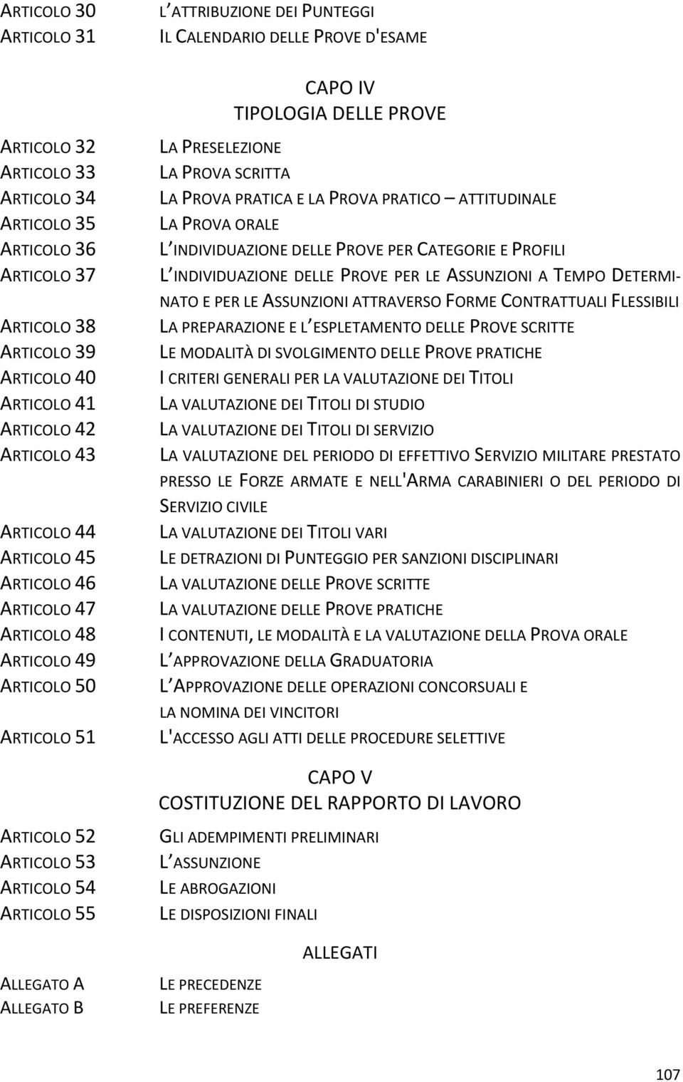 LA PROVA SCRITTA CAPO IV TIPOLOGIA DELLE PROVE LA PROVA PRATICA E LA PROVA PRATICO ATTITUDINALE LA PROVA ORALE L INDIVIDUAZIONE DELLE PROVE PER CATEGORIE E PROFILI L INDIVIDUAZIONE DELLE PROVE PER LE