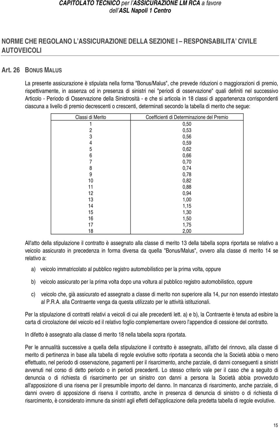 osservazione" quali definiti nel successivo Articolo - Periodo di Osservazione della Sinistrosità - e che si articola in classi di appartenenza corrispondenti ciascuna a livello di premio decrescenti