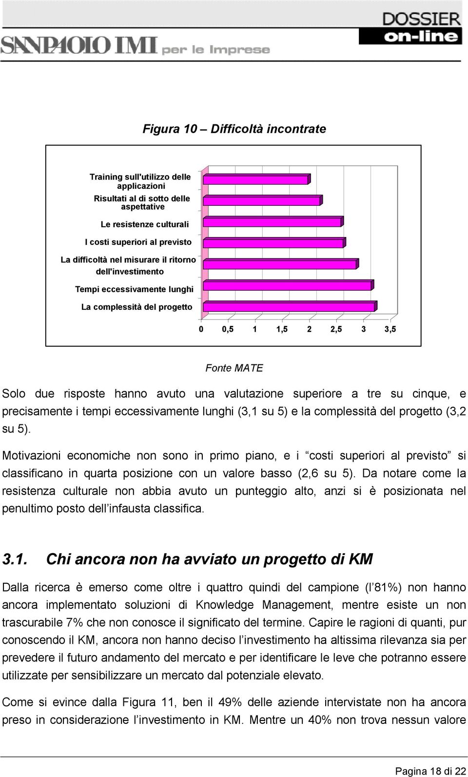 precisamente i tempi eccessivamente lunghi (3,1 su 5) e la complessità del progetto (3,2 su 5).