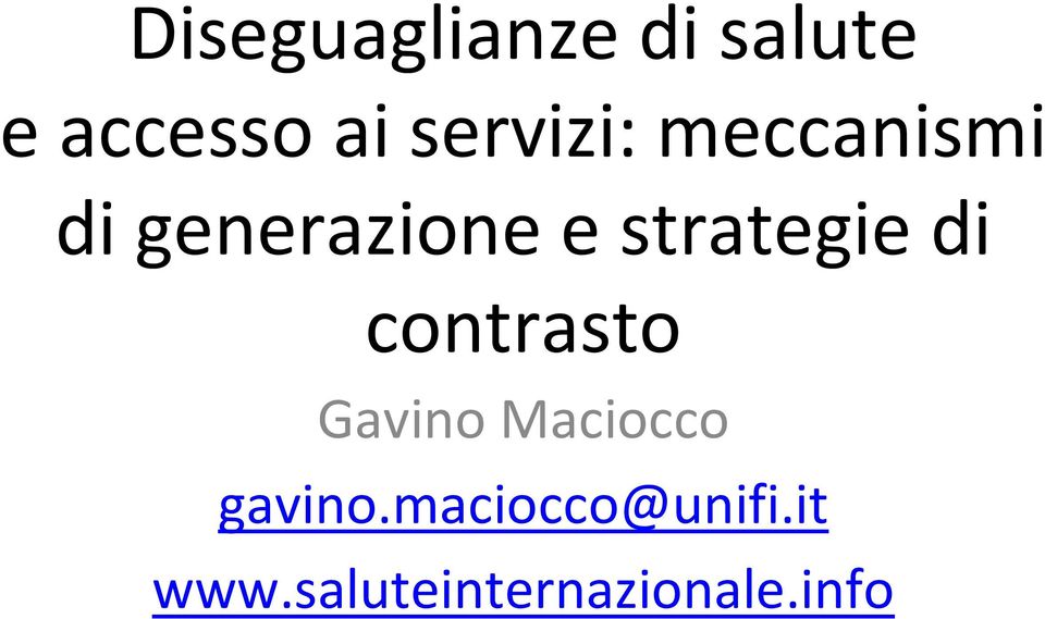 strategie di contrasto Gavino Maciocco