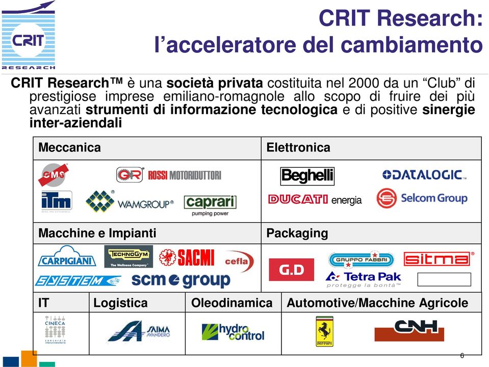 avanzati strumenti di informazione tecnologica e di positive sinergie inter-aziendali