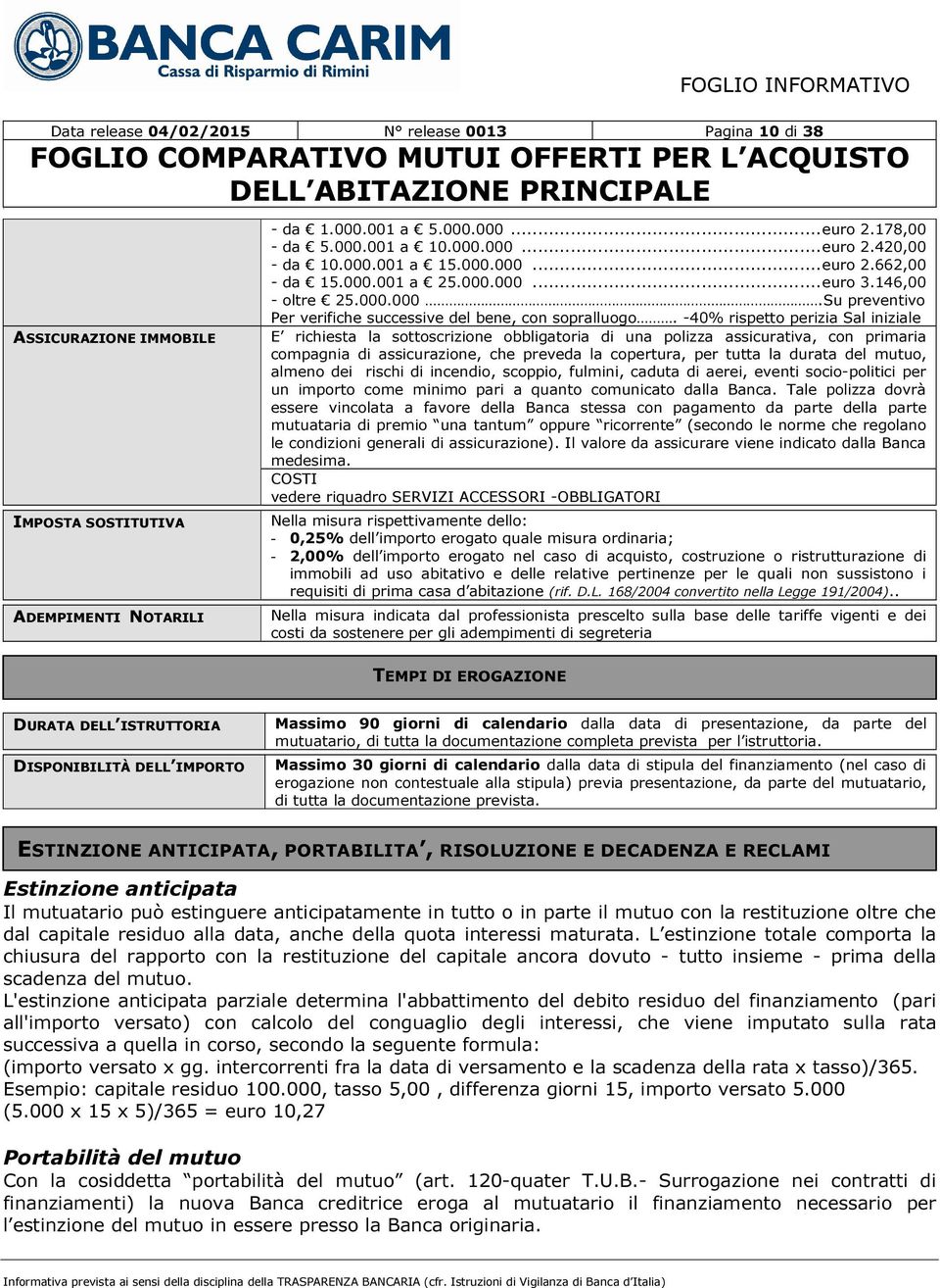 -40% rispetto perizia Sal iniziale E richiesta la sottoscrizione obbligatoria di una polizza assicurativa, con primaria compagnia di assicurazione, che preveda la copertura, per tutta la durata del