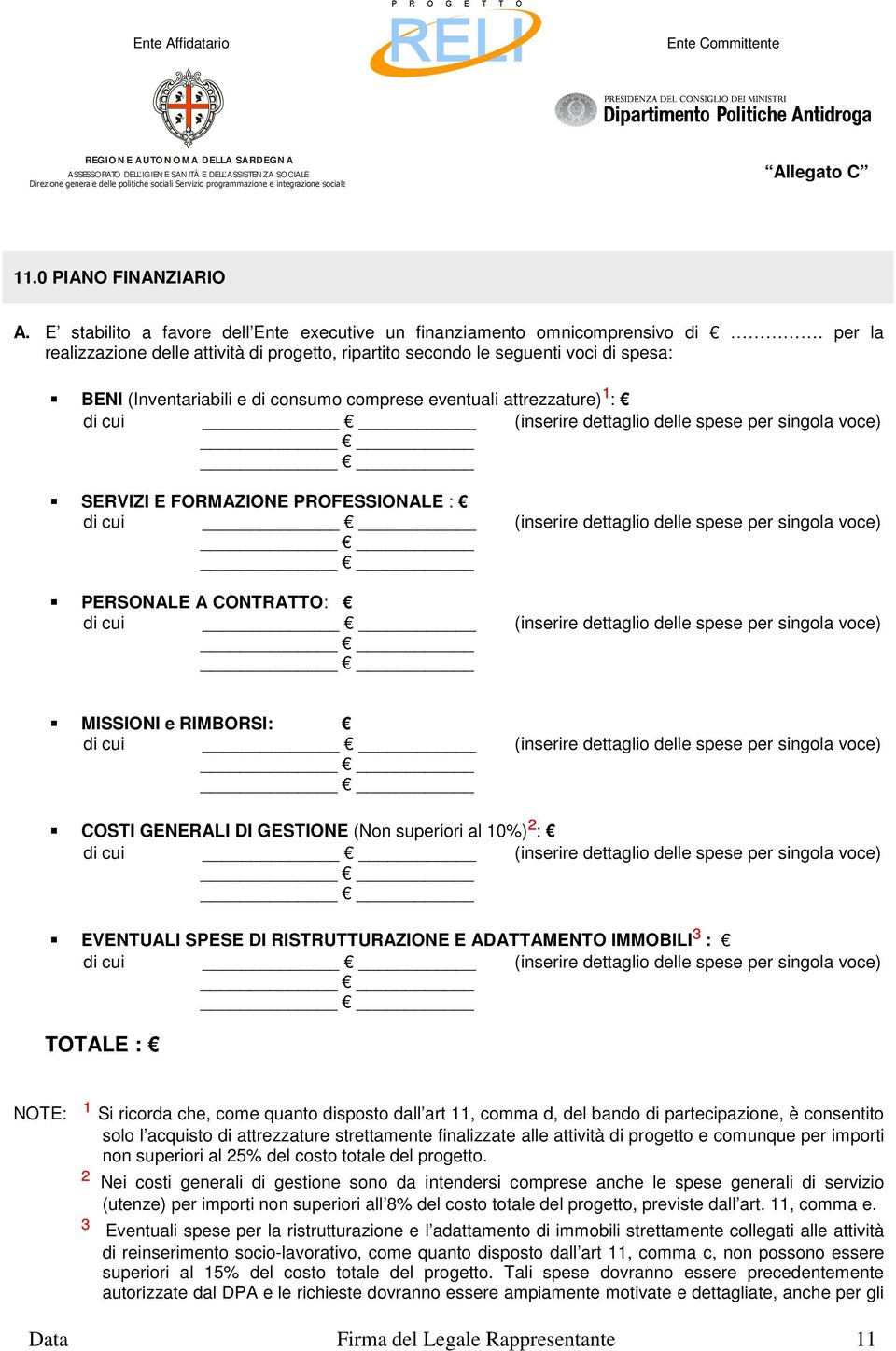 spese per singola voce) SERVIZI E FORMAZIONE PROFESSIONALE : di cui (inserire dettaglio delle spese per singola voce) PERSONALE A CONTRATTO: di cui (inserire dettaglio delle spese per singola voce)