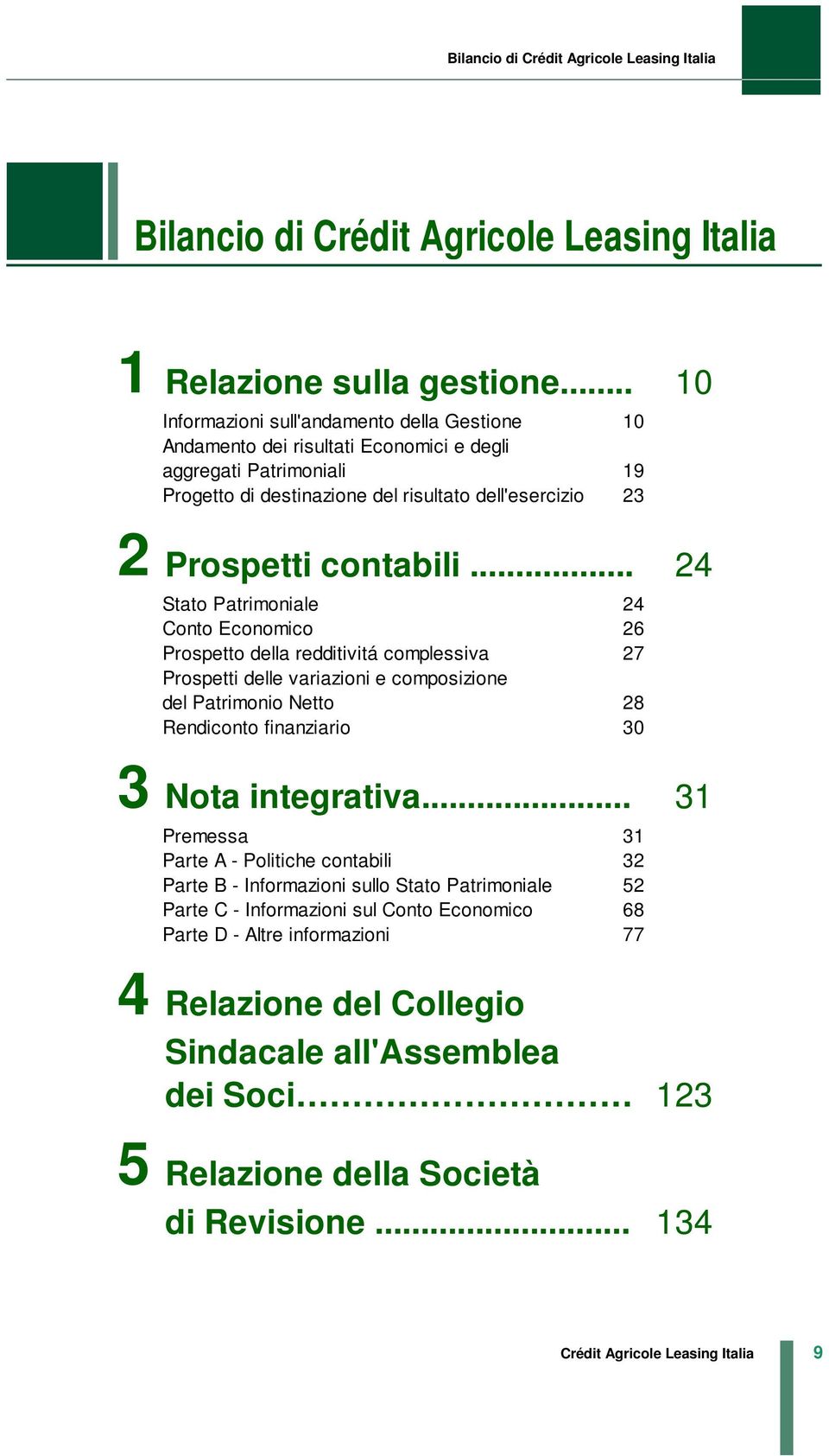 .. 24 Stato Patrimoniale 24 Conto Economico 26 Prospetto della redditivitá complessiva 27 Prospetti delle variazioni e composizione del Patrimonio Netto 28 Rendiconto finanziario 30 3 Nota integrativa.