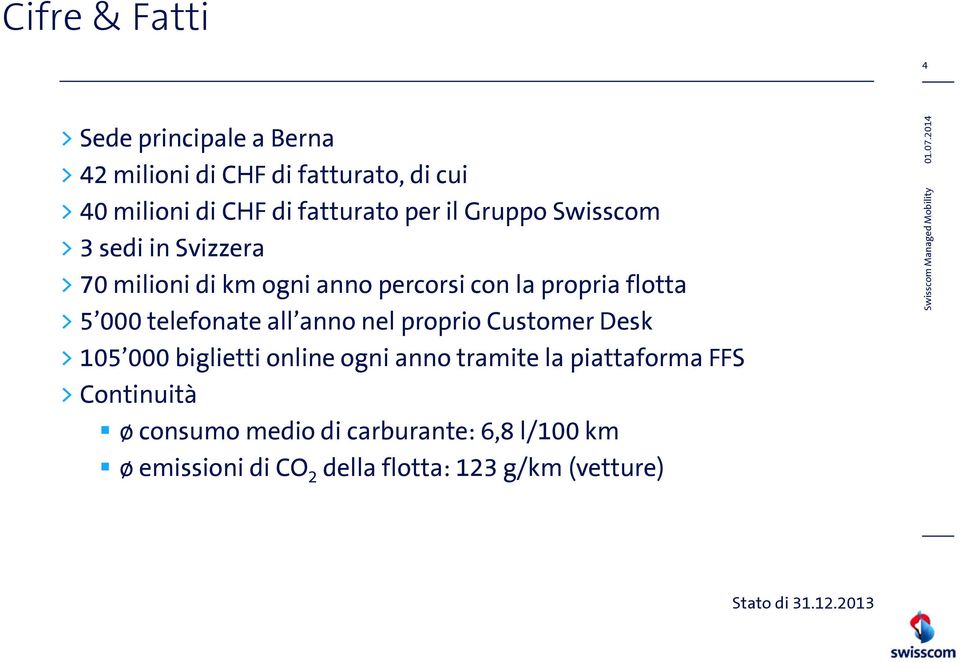 telefonate all anno nel proprio Customer Desk > 105 000 biglietti online ogni anno tramite la piattaforma FFS >