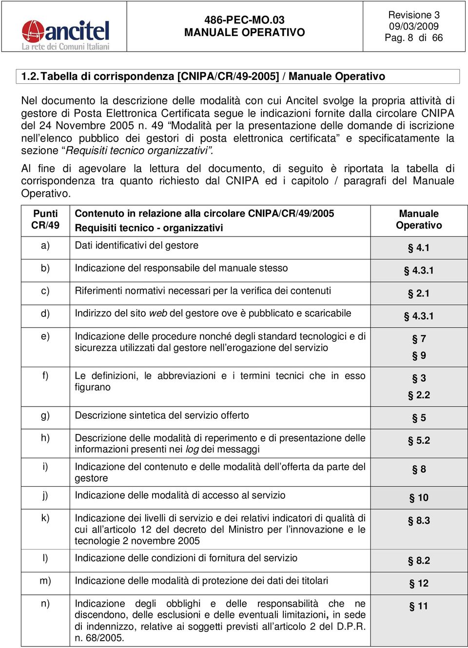 segue le indicazioni fornite dalla circolare CNIPA del 24 Novembre 2005 n.