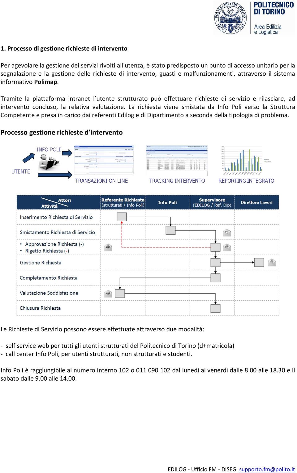 Tramite la piattaforma intranet l utente strutturato può effettuare richieste di servizio e rilasciare, ad intervento concluso, la relativa valutazione.