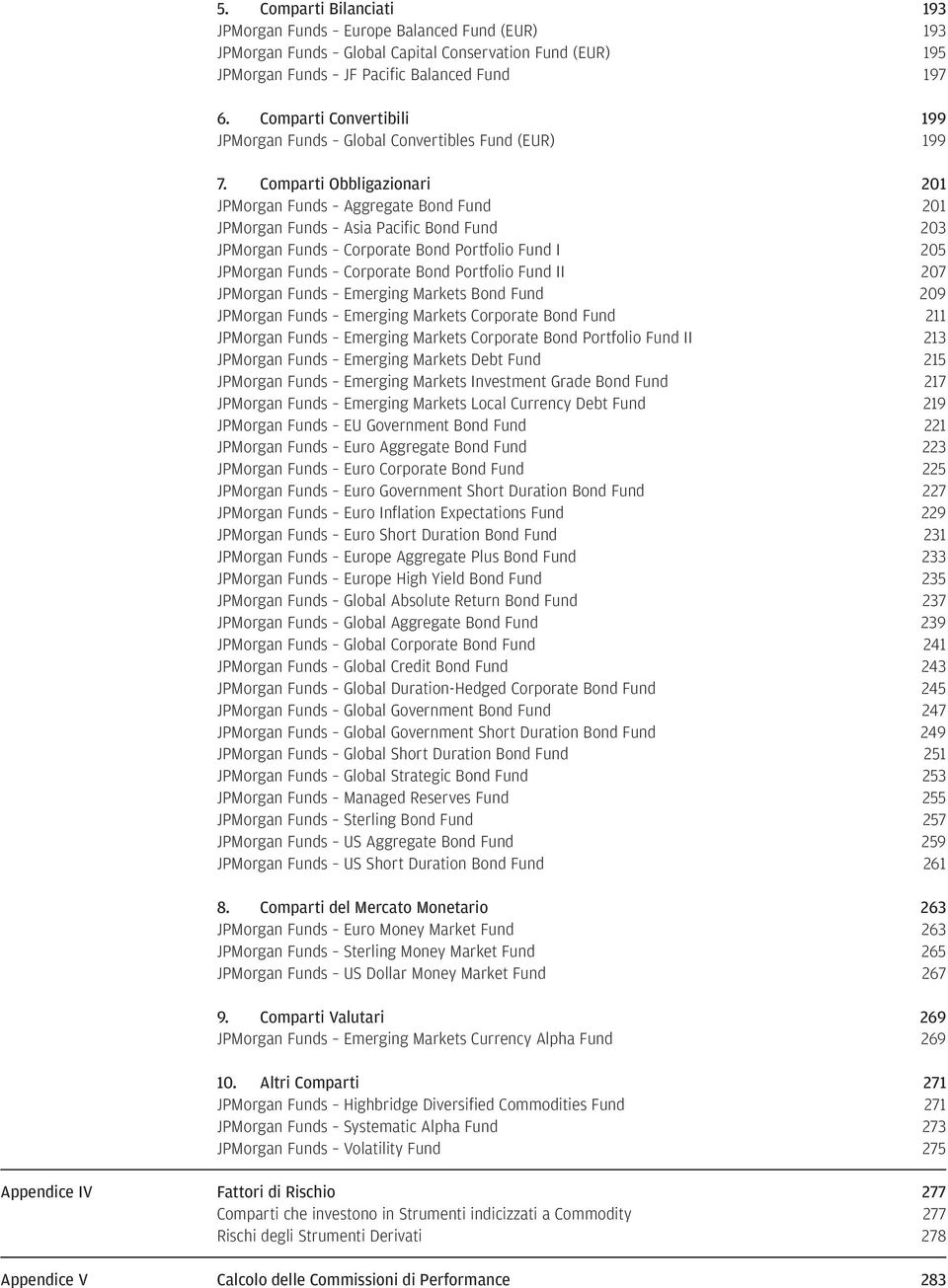 Comparti Obbligazionari 201 JPMorgan Funds Aggregate Bond Fund 201 JPMorgan Funds Asia Pacific Bond Fund 203 JPMorgan Funds Corporate Bond Portfolio Fund I 205 JPMorgan Funds Corporate Bond Portfolio