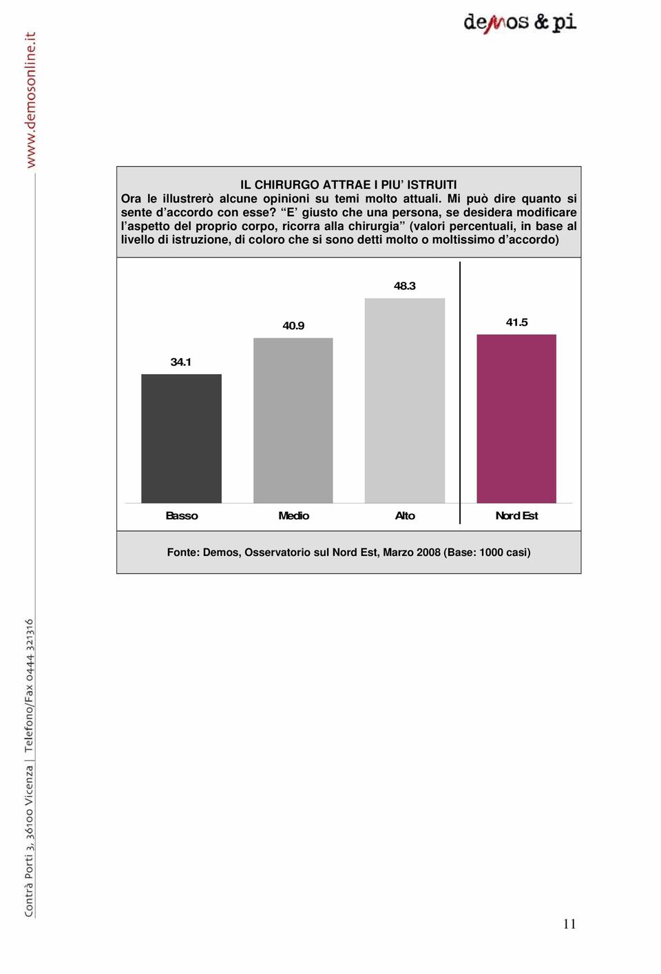 E giusto che una persona, se desidera modificare l aspetto del proprio corpo, ricorra alla chirurgia (valori