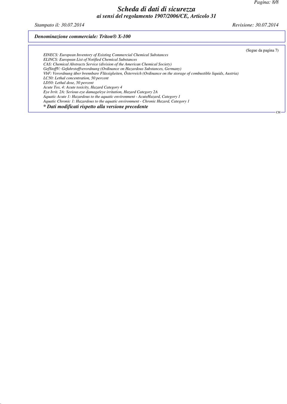 liquids, Austria) LC50: Lethal concentration, 50 percent LD50: Lethal dose, 50 percent Acute Tox. 4: Acute toxicity, Hazard Category 4 Eye Irrit.