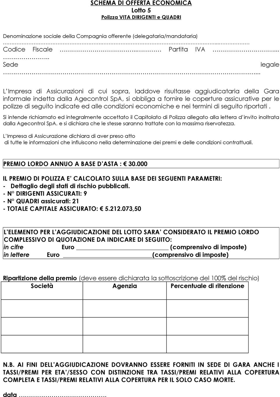 indicate ed alle condizioni economiche e nei termini di seguito riportati.