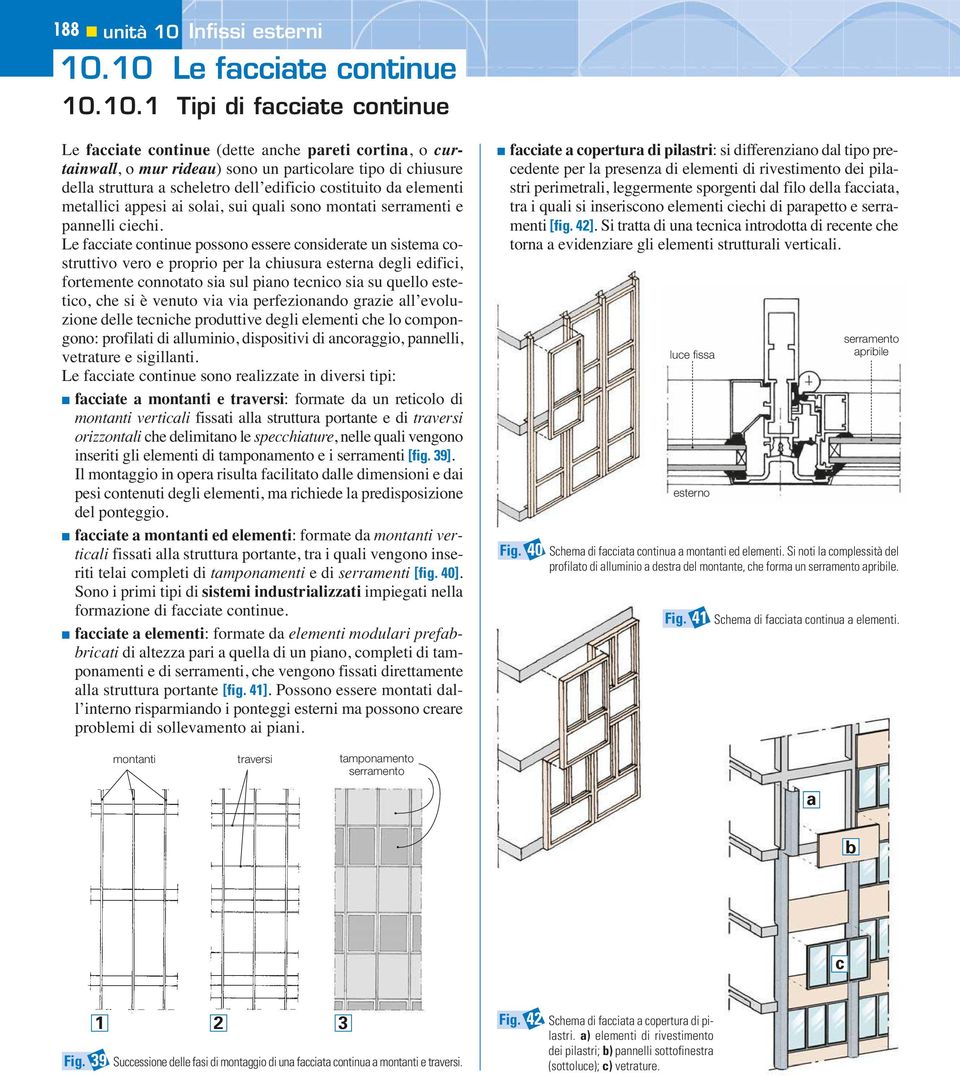 10 Le fccite continue 10.10.1 Tipi di fccite continue Le fccite continue (dette nche preti cortin, o curtinwll, o mur rideu) sono un prticolre tipo di chiusure dell struttur scheletro dell edificio