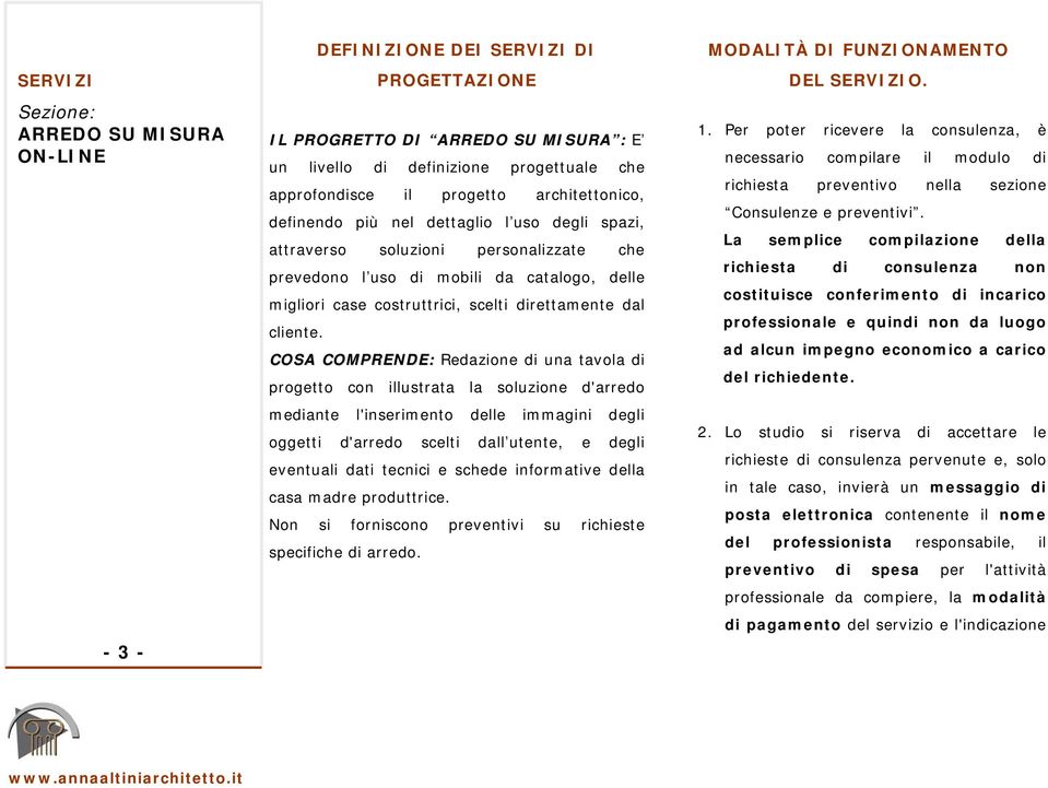 COSA COMPRENDE: Redazione di una tavola di progetto con illustrata la soluzione d'arredo mediante l'inserimento delle immagini degli oggetti d'arredo scelti dall utente, e degli eventuali dati