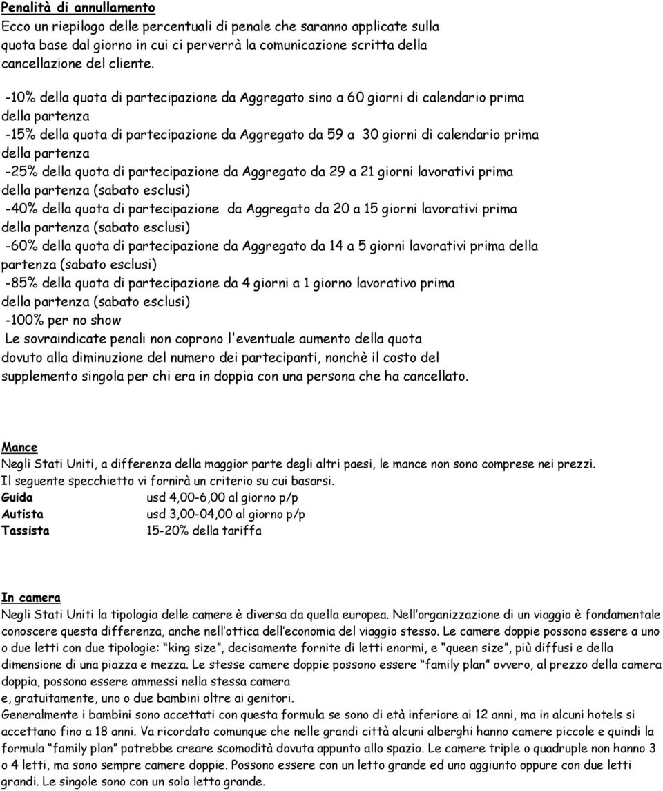 partenza -25% della quota di partecipazione da Aggregato da 29 a 21 giorni lavorativi prima della partenza (sabato esclusi) -40% della quota di partecipazione da Aggregato da 20 a 15 giorni