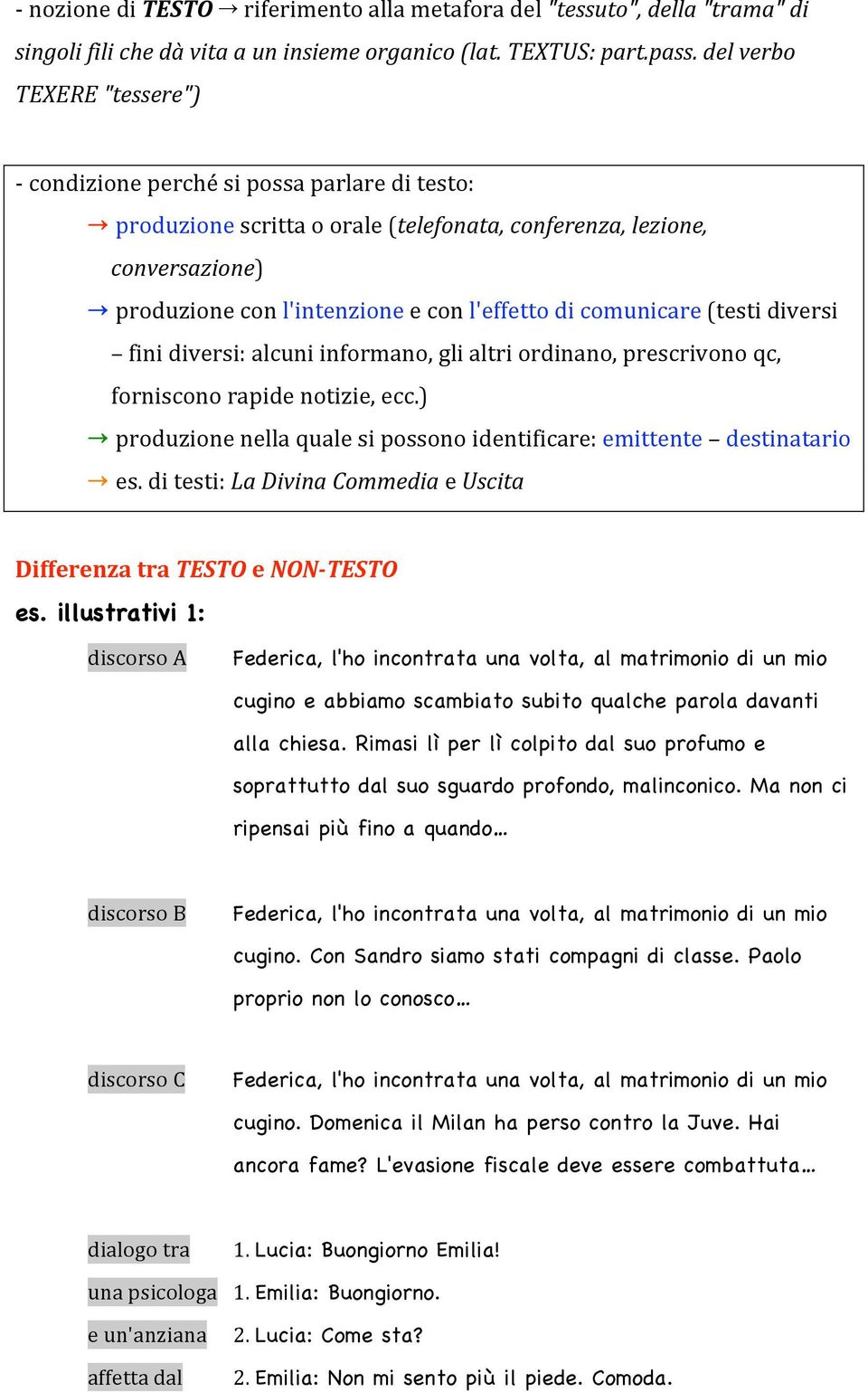 finidiversi:alcuniinformano,glialtriordinano,prescrivonoqc, fornisconorapidenotizie,ecc.) produzionenellaqualesipossonoidentificare:emittente destinatario es.