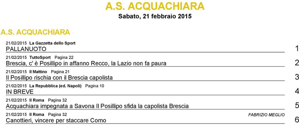 capolista 3 21/02/2015 La Repubblica (ed.