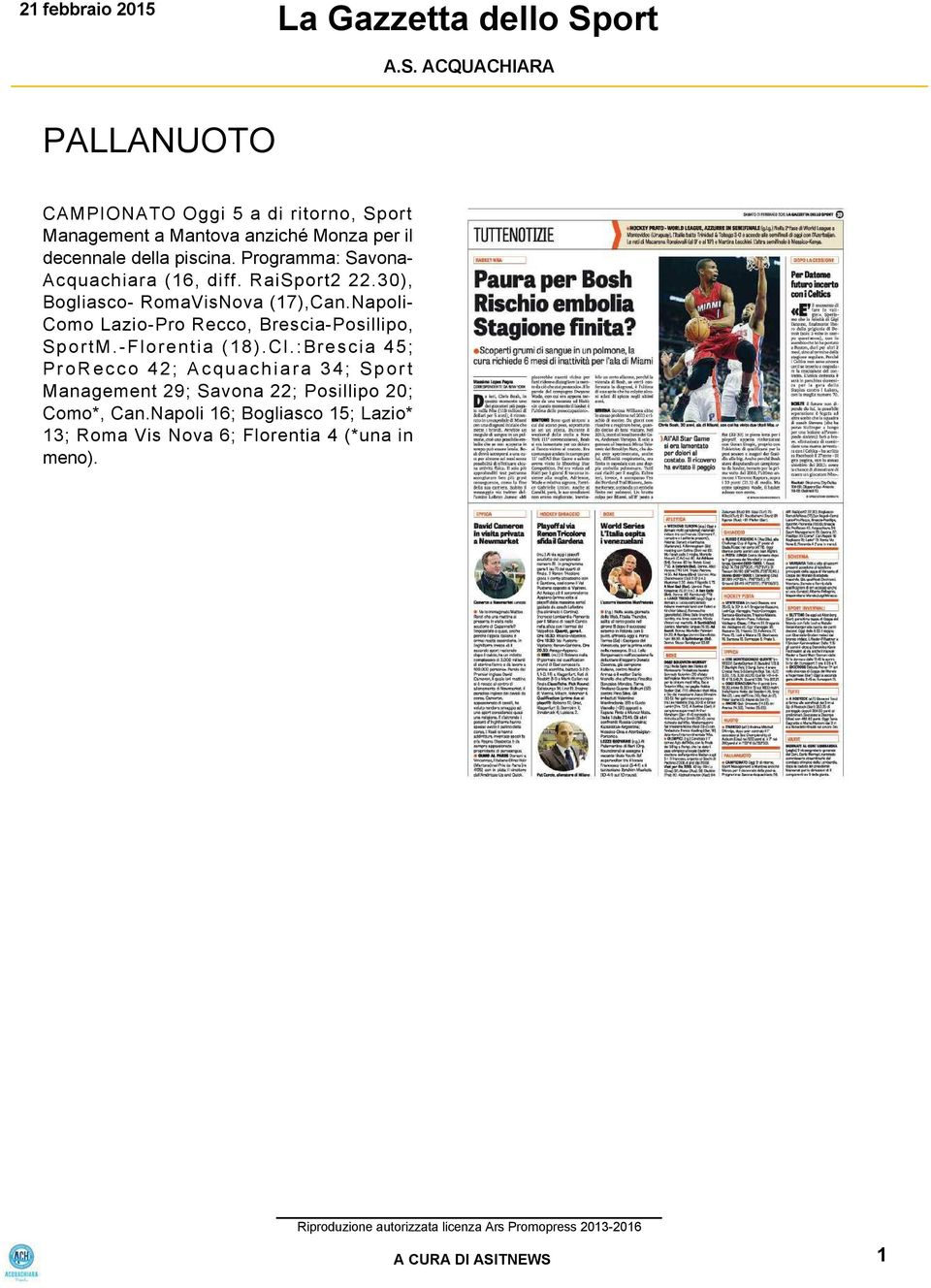 Napoli Como Lazio Pro Recco, Brescia Posillipo, SportM. Florentia (18).Cl.