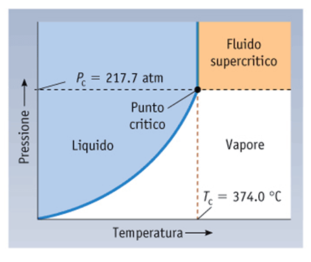 Temperatura e pressione critiche Le curve pressione di vapore-temperatura non crescono indefinitamente. A specifiche pressioni e temperature, l interfaccia tra il liquido ed il vapore scompare.