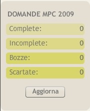 10 Statistiche Domande MPC 2009 Statistiche generali, numero delle domande complete,