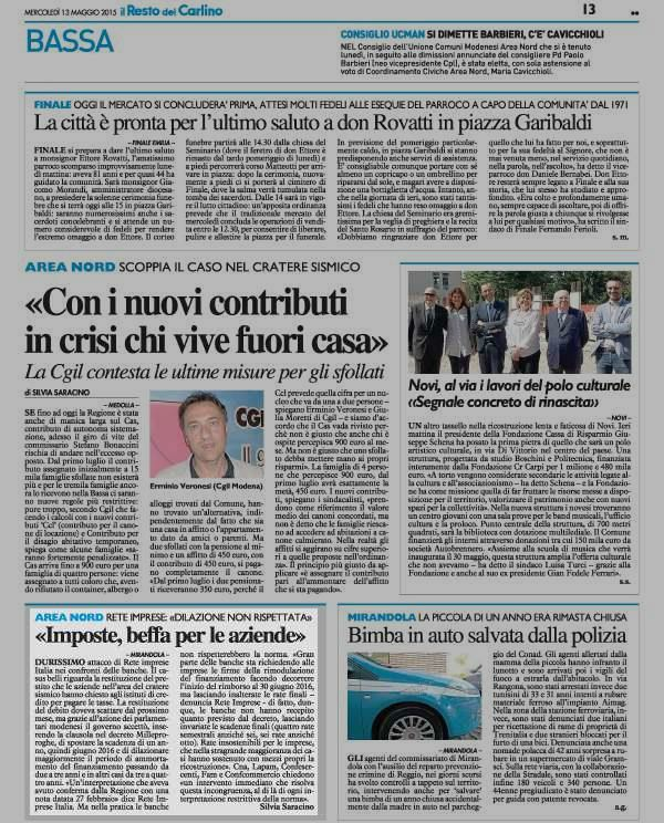 13 maggio 2015 Pagina 13 Il Resto del Carlino (ed.