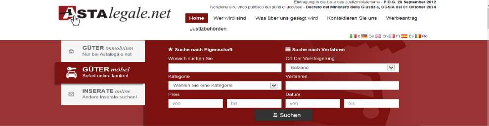 LANDESGERICHT BOZEN Gerichtlichen Versteigerungsinstitut Kanzlei und Verkaufsaal Turinstraße 82/C 39100 Bozen tel.0471 921284-921680- Fax 0471 921680 - Handy-335 8168784 3355743616 e-mail: ist.vend.