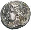 5824 Agrigento Diobolo - Aquila con serpe nel becco - R/ Granchio (AU g. 1,06) SPL 35 5825 Messana Tetradracmo - Biga trainata da mule a d. - R/ Lepre che corre a d, ; sotto testa di Pan (AG g.