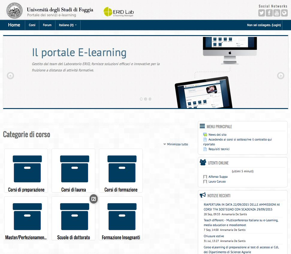 Il Blended CdL triennale in Scienze dell Educazione e della Formazione a.a. 2015/2016 Il Portale e-learning di Ateneo elearning.unifg.