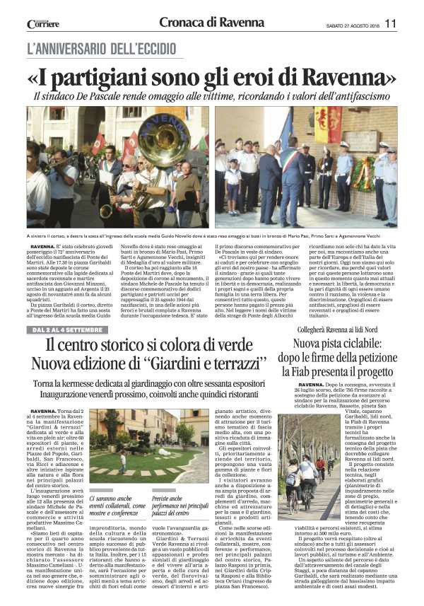27 agosto 2016 Pagina 11 Corriere di Romagna (ed.
