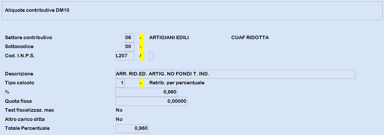 10. Conguaglio - Contributi Dm10 31. Paghe e stipendi 14. Gestione tabelle 04. Tabelle DM10 2.