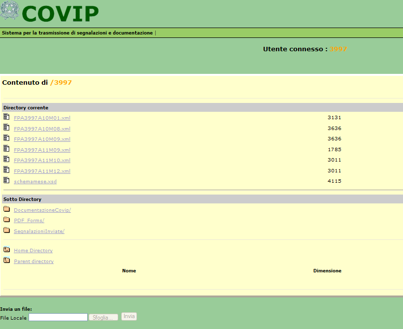 Figura A.11 Selezione del canale Comunicazioni telematiche Il sito web mostra i file e le directory contenute nell area riservata del fondo che ha avuto accesso (cfr. Figura A.