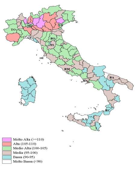 Mappa della diffusione provinciale dei