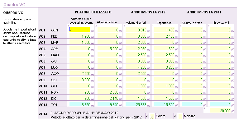 - 12 - Manuale di Aggiornamento Esempio di passaggio dati al quadro VC con