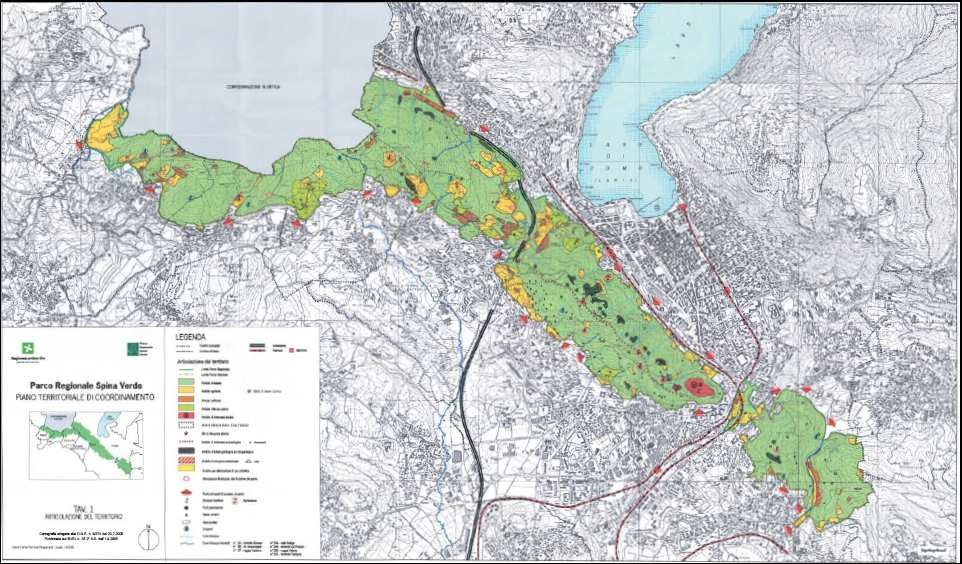 Studio di fattibilità per azioni strategiche di connessione ecologica sull asse ovest-est in Provincia di Como PTC del Parco regionale Spina Verde di Como Tavola 1 Articolazione del territorio Per
