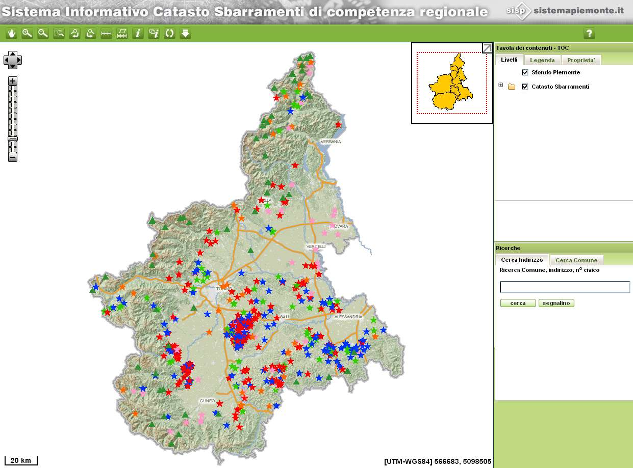 3. RICERCA GEOGRAFICA Il Sistema Informativo Catasto Sbarramenti di competenza regionale garantisce a tutti gli utenti la possibilità di accedere alla componente geografica.