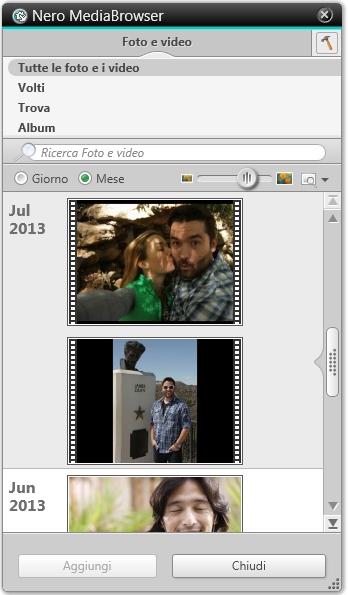 Uso del programma Nero MediaBrowser Nero MediaBrowser include le stesse categorie (Foto e video e Musica) di Nero MediaHome.
