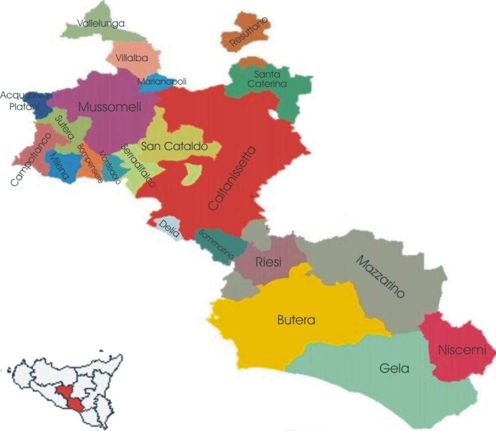 4.1.2 Posizione Geografica e Articolazione Territoriale Interna Il territorio della Provincia di Caltanissetta copre l area centrale della Sicilia.