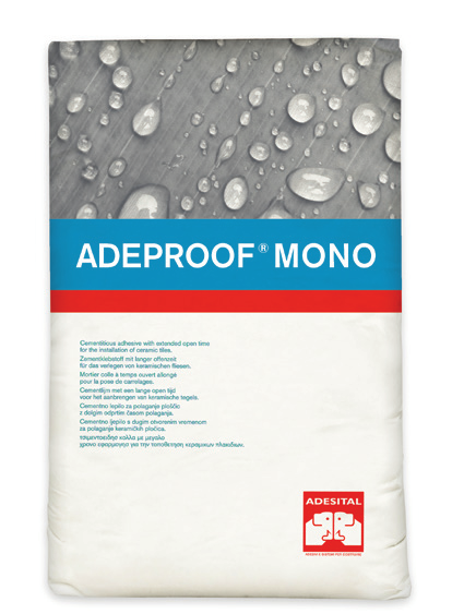 ADEPROOF MONO Malta cementizia monocomponente impermeabilizzante, elastica, fibrorinforzata e protettiva.