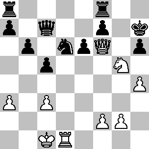 21.Cf3 Ora Reshevsky avrebbe potuto cedere la regina per le due torri, facilitando così la difesa. In effetti, 21.Ch3 era più precisa; dopo 21...Dxd6 22.