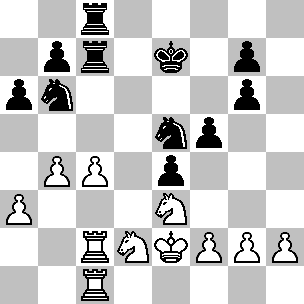 16.Ad2 Axd2 17.Dxd2 a6 18.b4 Dc7 19.Tc1 Tad8 20.Dc3 Cb6 Il B. ha un piccolo vantaggio, ossia la maggioranza pedonale sul lato di Donna; per contro, il N. ha un pedone in più al centro.