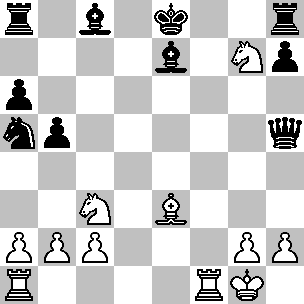 9...Ae7 10.f4 Ca5 11.Df3 b5 Questa non è la prima volta che Taimanov affronta questa variante: la stessa posizione gli si presentò sulla scacchiera durante il 20 Campionato dell URSS nel 1952.